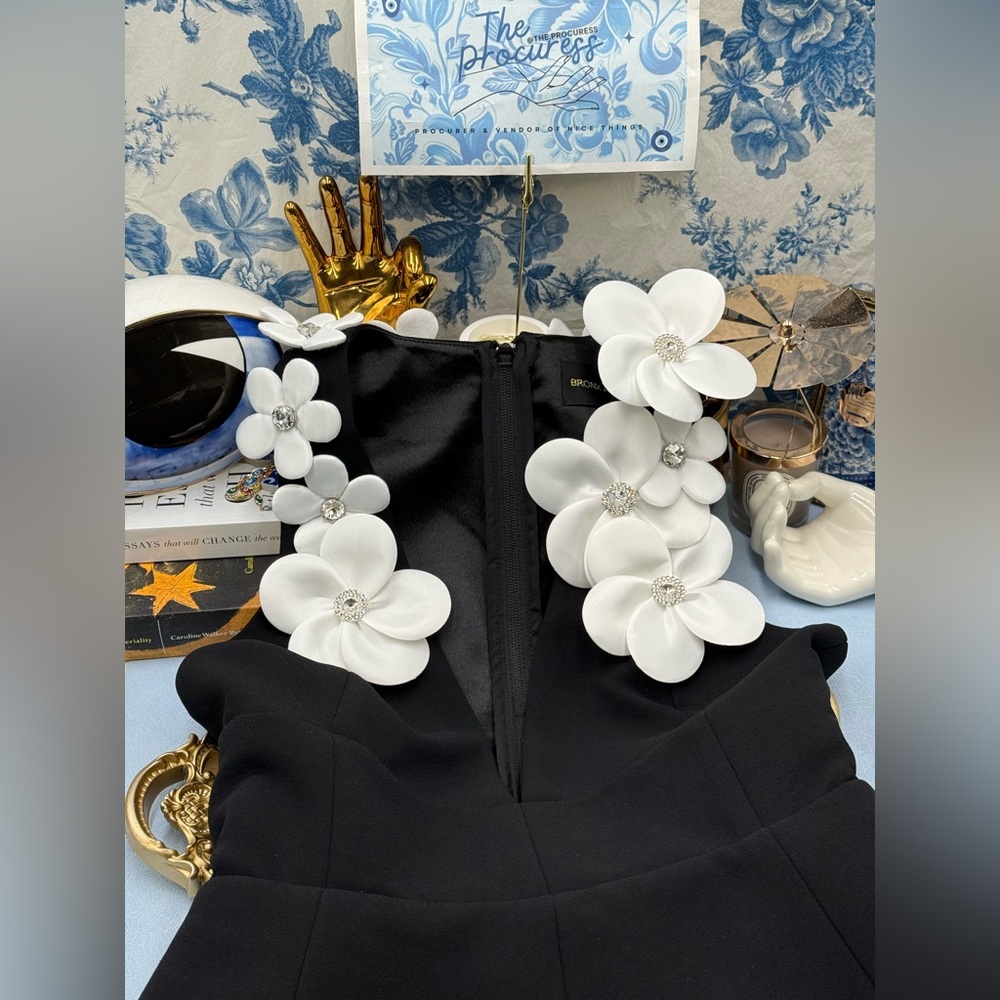 🆕 BRONX & BANCO 🧿 NWOT Estelle Floral Mini Dress, Black/White - Sz XS US 2 - Picture 15 of 17